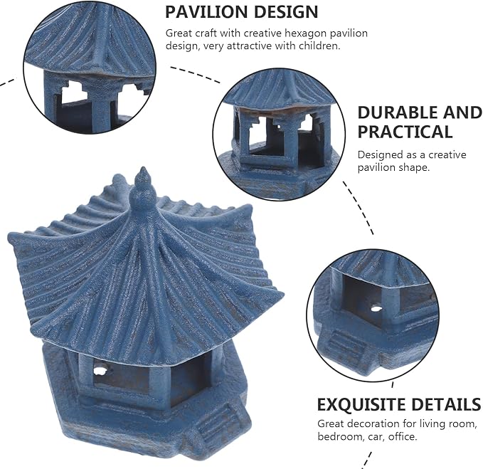 VALICLUD Mini Pagoda Statue Garden Fairy Miniature Hexagon Pavilion Figurine Ceramic Flower Vase Micro Landscape Asian Zen Garden Home Aquarium Dollhouse Decoration