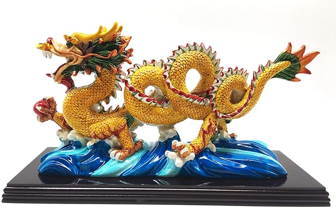 FUNSXBUG 11 Inch Large Chinese Feng Shui Dragon Statue Sculpture Figurines Feng Shui Decor Home Office Decoration Tabletop Decor Ornaments Good Lucky Gifts