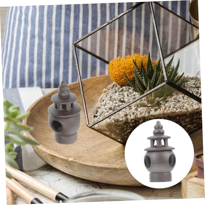 Totority Ceramic Pagoda Sculpture Asian Garden Figurine Zen Landscape Decoration Miniature Garden Accessory