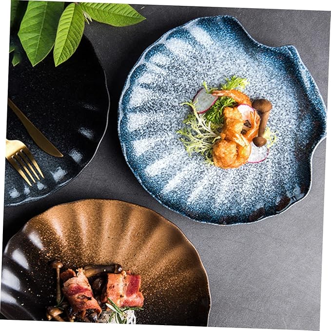 IMIKEYA Ceramic Plates for Shell Shape Dinner Plate Creative Porcelain for Salad Noodle Dish