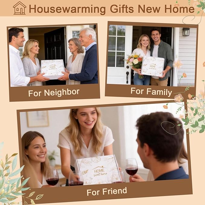 House Warming Gifts New Home, 19pcs New Home Gift Basket For Homeowners, Couple Women Neighbor - Includes Decoration, Kitchenware, Towel, Greeting Card, First Time Home Buyer Gift, Housewarming Gifts