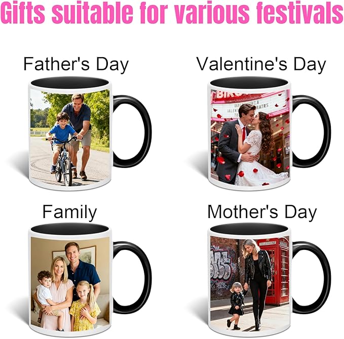 Custom Magic Coffee Mug Heat Sensitive Color Changing Personalized Text, Photo, Logo Ceramic Mugs - Customized Cups Funny Idea Gifts For Christmas, Birthday, Dad, Mom, Women & Men 11oz Tea Cup (Black)