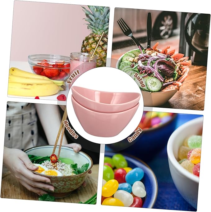ABOOFAN 2pcs Ceramic Salad Bowl Rice Ramen Bowl Soup Pasta Noodle Home Kitchen Handmade Curve Design Easy to Clean