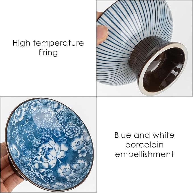 Vintage Blue and White Porcelain Tea Pastry Tray - Footed Fruit Platter, Ceramic Serving Tray, Asian Style Small Plates, Snack Dessert Nut Bowls, Japanese Chinese Phoenix Design