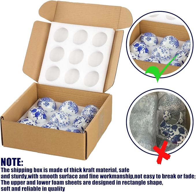 Vesici 9 Pcs Blue and White Porcelain Balls Decorative Chinoiserie Orbs for Centerpiece Bowls China Ceramic Balls Farmhouse Basket Tray Vases Decoration Gifts for Dining Table Holiday(Classic Style)