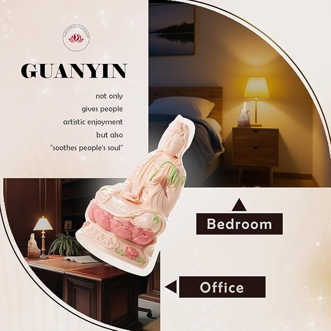 Top Ceramic Guan Yin Statue - Handmade Quan Yin, Kwan Yin, Quan Am, Kuan Yin for Meditation Altar, Female Buddha Statue - Goddess of Mercy and Compassion, Chinese Decor, Chinese Gifts