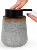 INGOFIN Ceramic Foaming Soap Dispenser -12oz Foam Hand Soap Dispenser Bathroom, Modern Refillable Dish Wash Soap Bottle for Kitchen with Large Pump,Kiln-Glazed
