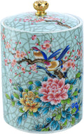 Enamel Ceramic Tea Caddy Tea Canister Tea Storage Container Tins Jar with Airtight Lid Water-proof Tank for Tea, Coffee, Herb, Sugar, Spice, Nuts