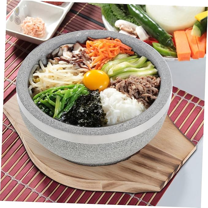 Unomor Korean Stone Pot for Bibimbap Cooking Pot Natural Stone Bowl for Stew and Soup Dolsot Design for Household Use Elegant and Functional Cookware