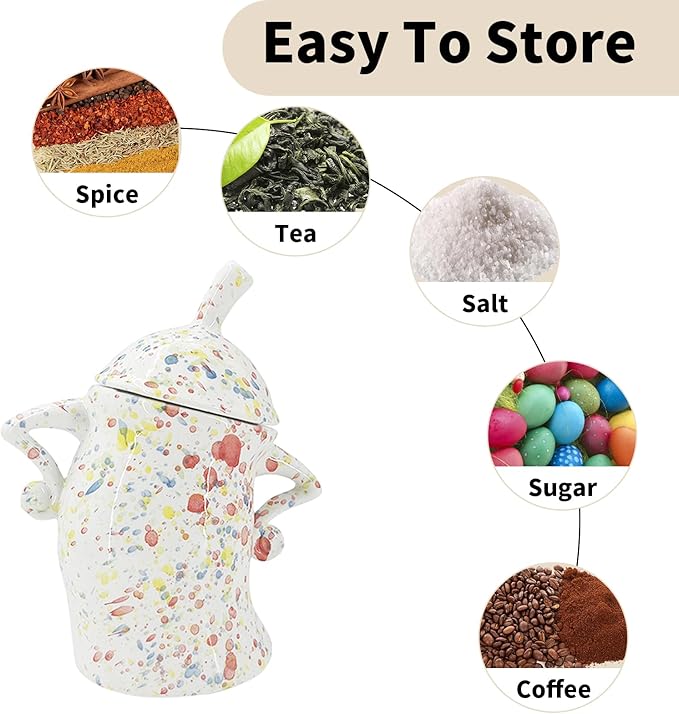 Ceramic Canister with Attitude 28oz, Spice Jars with Airtight Seal Lid for Food Storage, Colorful Decorative Kitchen Container for Coffee Beans, Tea, Sugar, Salts, Spice and More (800ml)