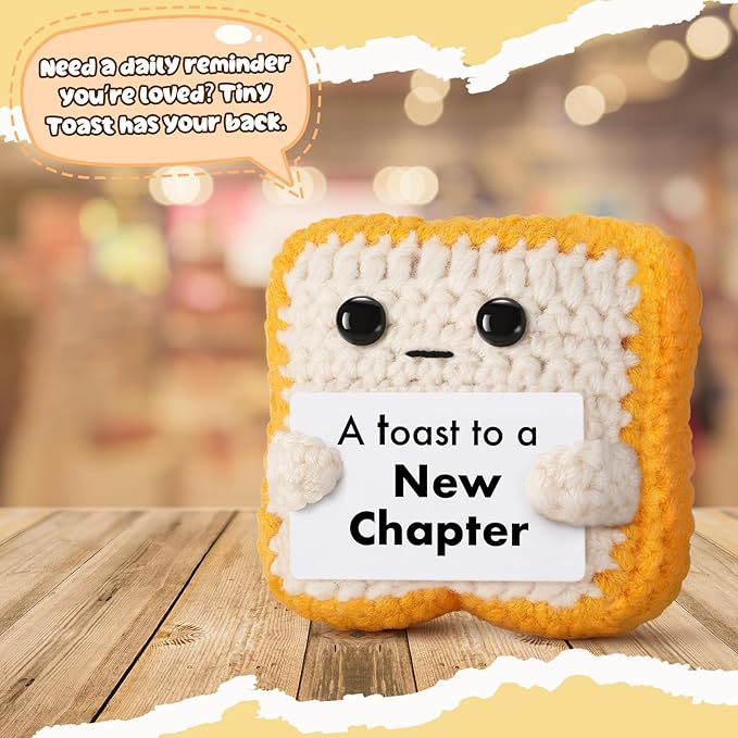 Encouragement Gift for New Chapter - Funny Crochet Toast for New Job, Graduation, Retirement, Sobriety - Unique Good Luck Keepsake & Card Alternative for Women, Men, Friend, Coworker
