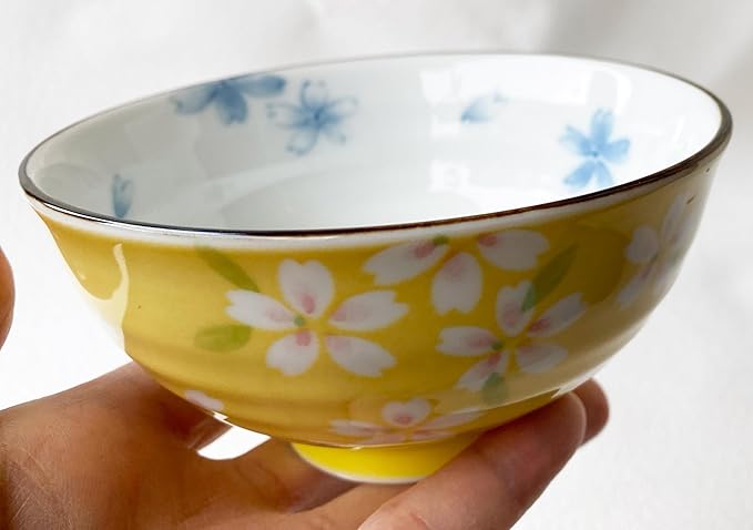 Mino ware Rice bowl Gohan 4.52x2.36inch Cherryblossom pattern,Made in Japan,set of 2