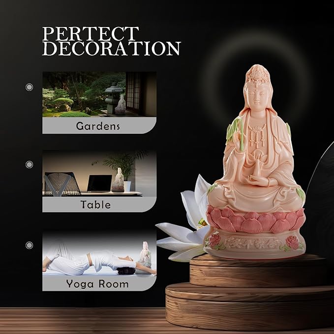 Top Ceramic Guan Yin Statue - Handmade Quan Yin, Kwan Yin, Quan Am, Kuan Yin for Meditation Altar, Female Buddha Statue - Goddess of Mercy and Compassion, Chinese Decor, Chinese Gifts
