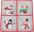 DOITOOL Christmas Ceramic Serving Dish Snowman Snack Appetizer Tray Dessert Platter Square Divided Serving Platter for Xmas Holiday Dining Table Decoration - 7.66 x 7.66 x 1.18inch