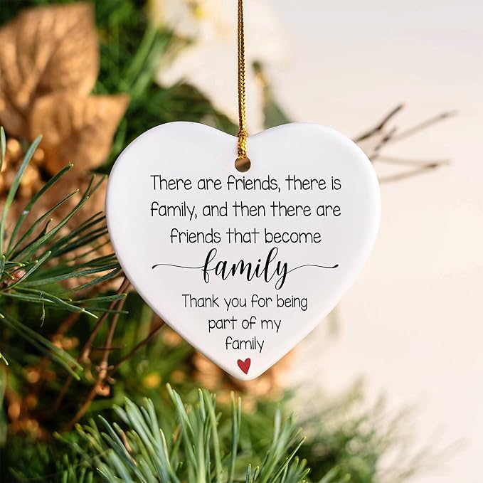 NGHYANA Christmas Tree Ornaments 2025 Heart Shaped Ceramic Family Friends Ornament 3.1 Inch Hanging Keepsake Gift