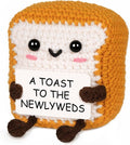 A Toast to The Newlyweds - Mini Handmade Crochet Toast, Funny Wedding Gifts for Couples 2025, Bridal Shower Gifts for Bride, Best Bride and Groom Gift for Wedding Engagement