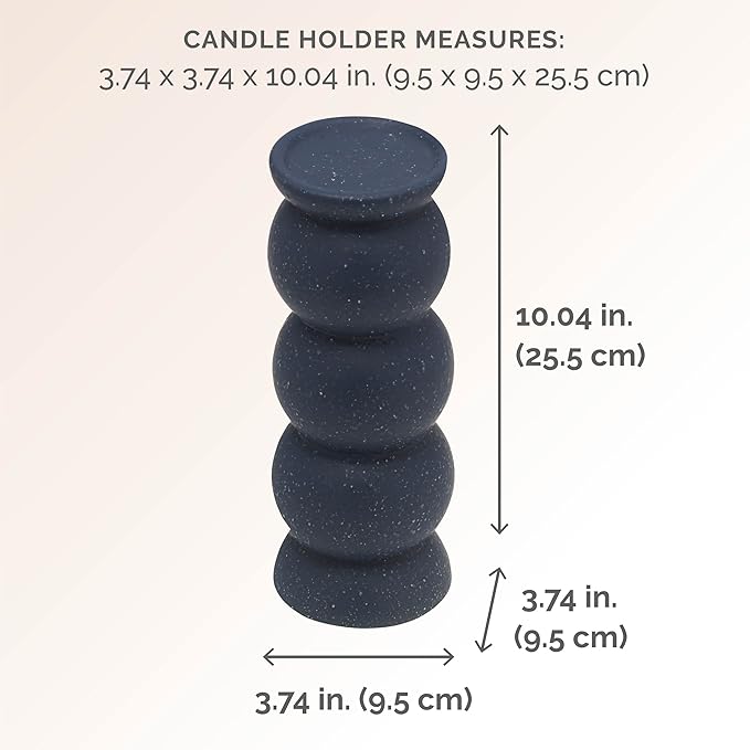 Elements Sphere Shaped Ceramic Candle Holder, 10 Inch, Blue
