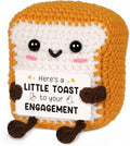 Funny Engagement Gifts for Couples, Bride and Groom, Handmade Positive Crochet Toast Plush for Wedding Gifts, Engagement Gift for Mr & Mrs - Cute Home Decor & Card Alternative