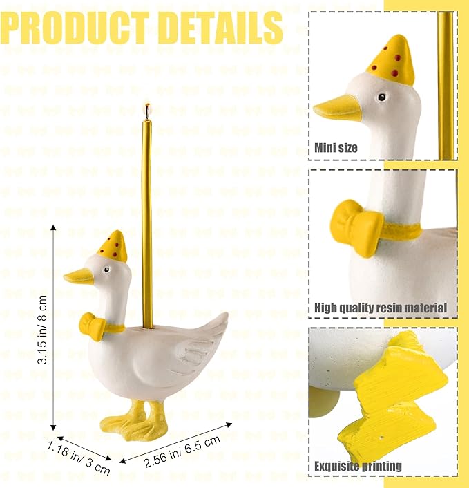 Mumufy Silly Goose Cake Candle Holders with Birthday Candle One Birthday Party Supplies Mini Cute Cake Topper Stand Candlestick for Kids Baby Shower Party Celebration, 3.15 Inch(Goose,Yellow)
