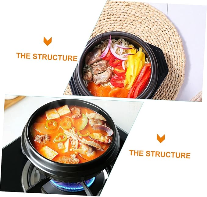 Amosfun Korean Stone Pot for Cooking Multi-functional Ceramic Casserole Dish Household Cooking Pot for Stews and Rice for Home and Restaurant Use