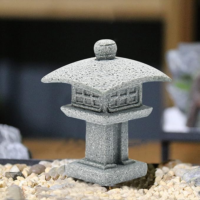 3pcs Miniature Pagoda Statues Japanese Style Pagoda Lantern Asian Decor Square Chinese Pagoda Statue for Zen Garden Indoor Outdoor Decor Micro Rockery Landscape Kit