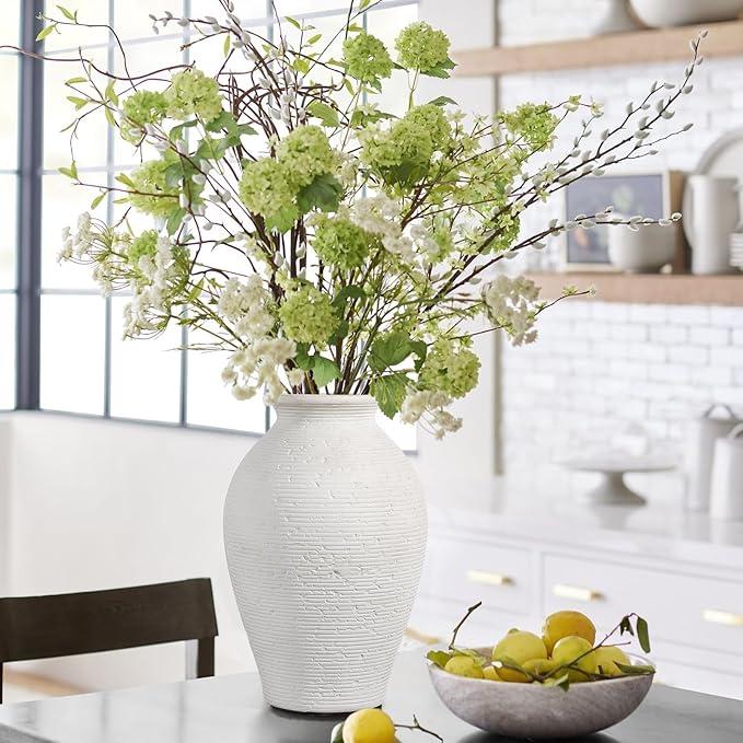 Ceramic Flower Vase Home Decor - 9 Inch Vintage Ceramic Vase Large Vases for Decor Living Room Large Ceramic Vase for Dining Room Bathroom Indoor and Outdoor Decoration