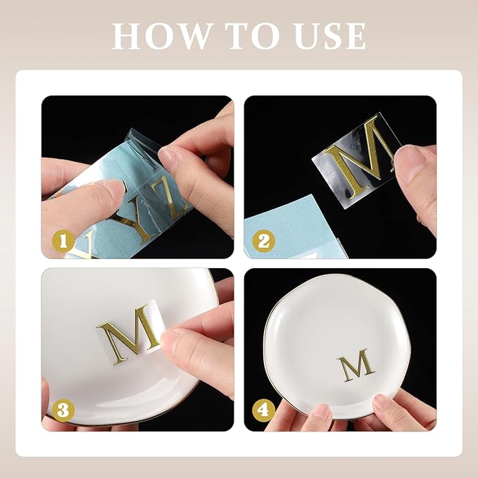 Shappy 12 Pcs Initial Ceramic Jewelry Tray with 26pcs Gold Copper Personalized Monogram, 4.5 Inch Decorative Trinket Dish Plate Bulk for Ring Earring Necklace for Women Wedding Birthday Gift(Round)