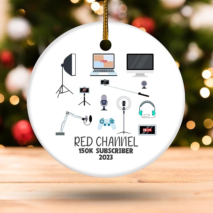 Personalized Social Media Ornament, Influencer Video Creator Christmas Ornament Friends Followers Vlog Vlogger Blogger