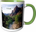3dRose Utahs Zion National Park 15oz Two-Tone Green Mug