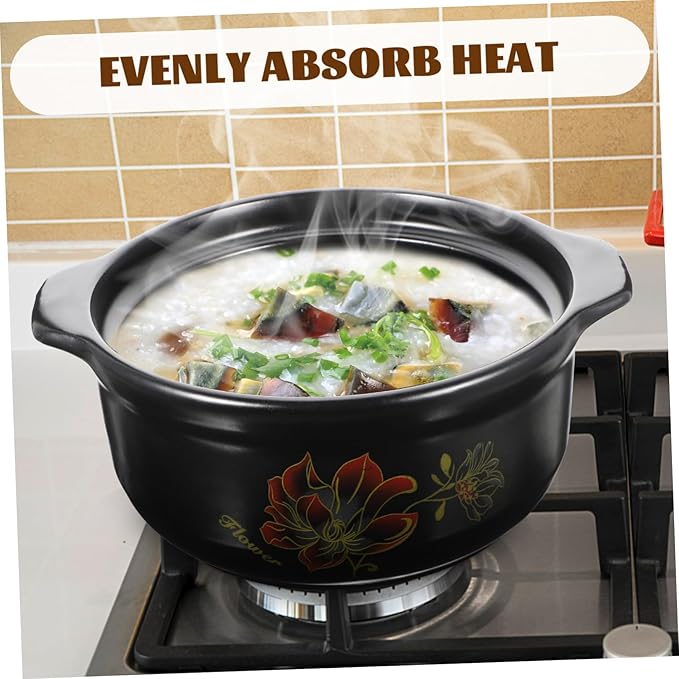ABOOFAN Kitchen Ceramic Pot for Stewing High-temp Resistant Casserole for Home Cooking Ergonomic Design for Safe Handling for Soup and Rice Dishes Servings