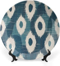 Blue Ikat Decorative Plate for Display Household Wedding Supplies Festival Club Holiday Party Decorations Personalized Gifts for Men Women Birthday, 6", 7", 9", 10"