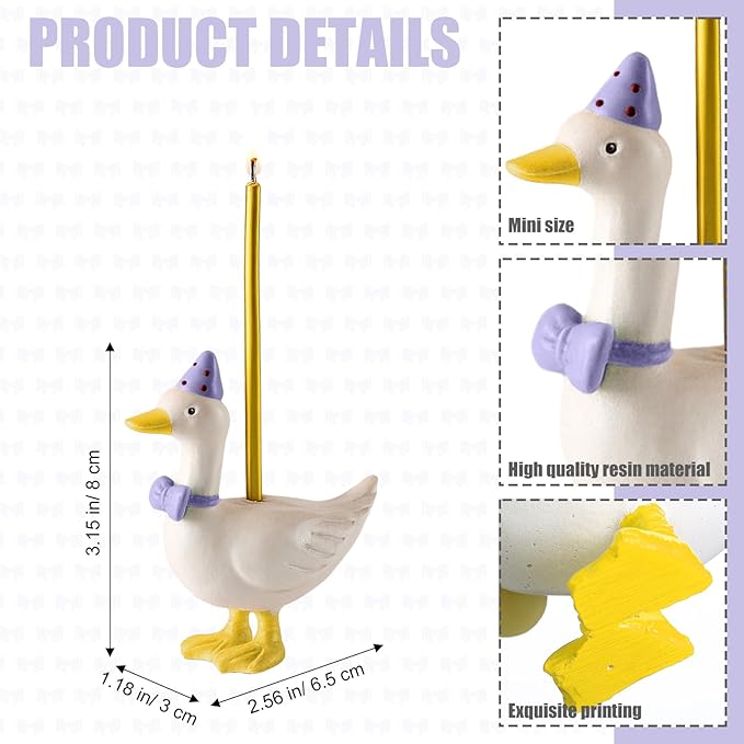 Mumufy Silly Goose Cake Candle Holders with Birthday Candle One Birthday Party Supplies Mini Cute Cake Topper Stand Candlestick for Kids Baby Shower Party Celebration, 3.15 Inch(Goose,Purple)