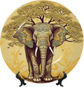 Bone China Decorative Plate with Display Asian Elephant with Tree Ceramic Plates Crafts Art Decor Dessert Plate Ceramic Ornament Porcelain Plates for Living Room Kitchen Table Home Decor