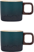 Espresso Cups Set of 2, 2 oz Ceramic Espresso Cups, Demitasse Cups for Tea or Coffee (Dark Green)