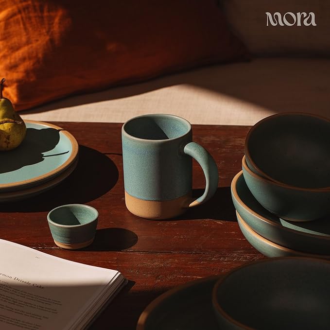 Mora Nano Ramekins Set of 4, 2oz Ceramic Pottery Sauce Cups - Microwave, Oven and Dishwasher Safe - Iris