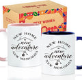 House Warming Gift Set for New Homeowners - Ceramic Adventure Memories Mug Pair (His & Hers), Unique Move-In Present for Couples, Women, Friends, Realtor Closing Gifts for Clients -64