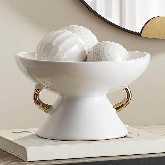 Studio 55D Empress 10 3/4" Wide Shiny White Ceramic Bowl