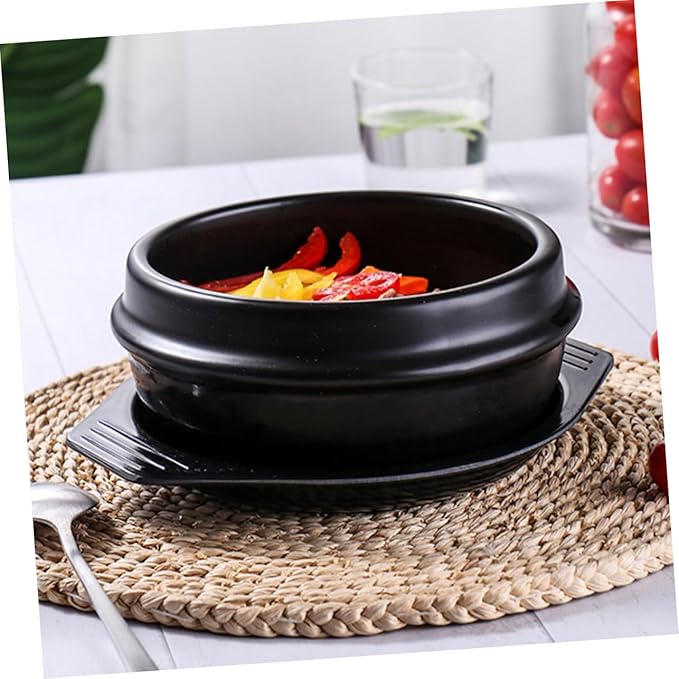Amosfun Korean Stone Pot for Cooking Multi-functional Ceramic Casserole Dish Household Cooking Pot for Stews and Rice for Home and Restaurant Use
