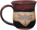 ALWAYS AZUL POTTERY Mug with Dragonfly Pattern in Red on Black - Handmade Ceramic Coffee Mug - Stylish and Unique Handcrafted Artistic Drinkware - Polished Clay Cups, Great for Coffee, Tea, and More