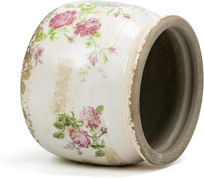 Flower Pot,Vintage Ceramic Pot for Planter with Drainage Holes, 6.29 inch Ice Crack Glazed Indoor Planters Pot for Indoor,Tuscan Home Decor,Gardening Gifts (Garden)