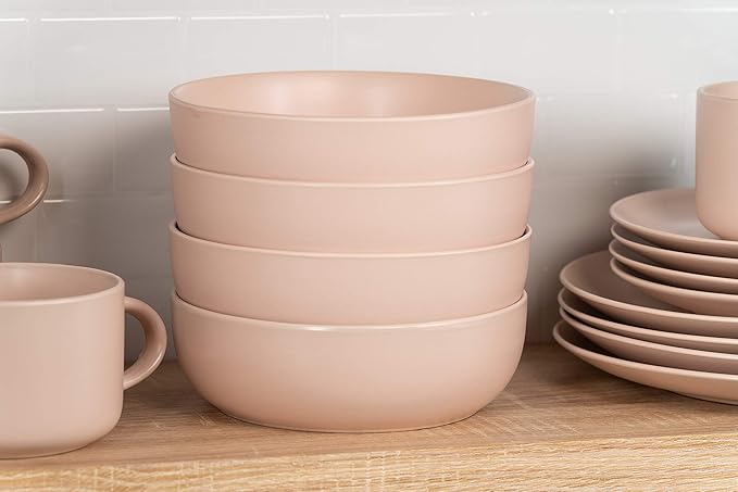 10 Strawberry Street Wazee Matte Coupe Dinnerware, Bowl, Blush, Set of 6