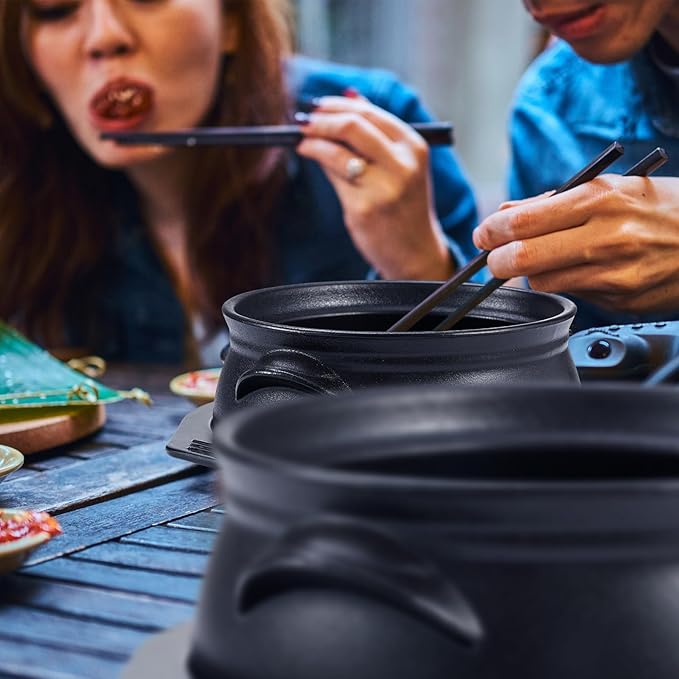 3 Pcs Korean Stone Pot Clay Cooking Pot Set Ceramic Sizzling Hot Bowl Korean Bibimbap Soup Dolsot Bowl with Lids for Ttukbaegi and Koreans Stew (38 oz)