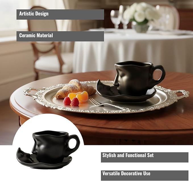 Artistic Ceramic Coffee Mug with Sculptural Face Design for Home Decor and Gift Giving