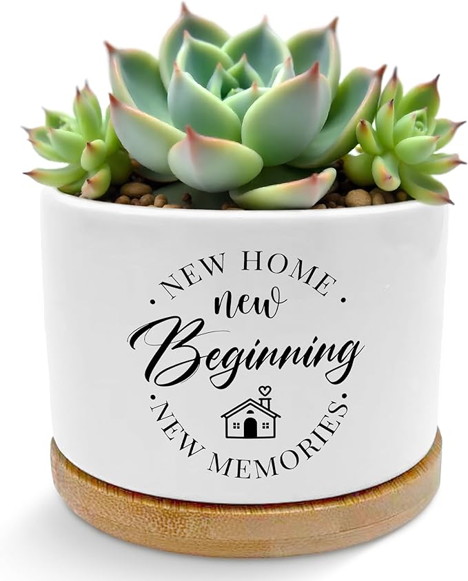 Housewarming Gifts Plant Pots, New Home House Homeowner Gifts Succulent Planters, House Warming Gift New Home Ceramic Plant Flower Pots for Home Office Desk Table Shelf(No Plants)