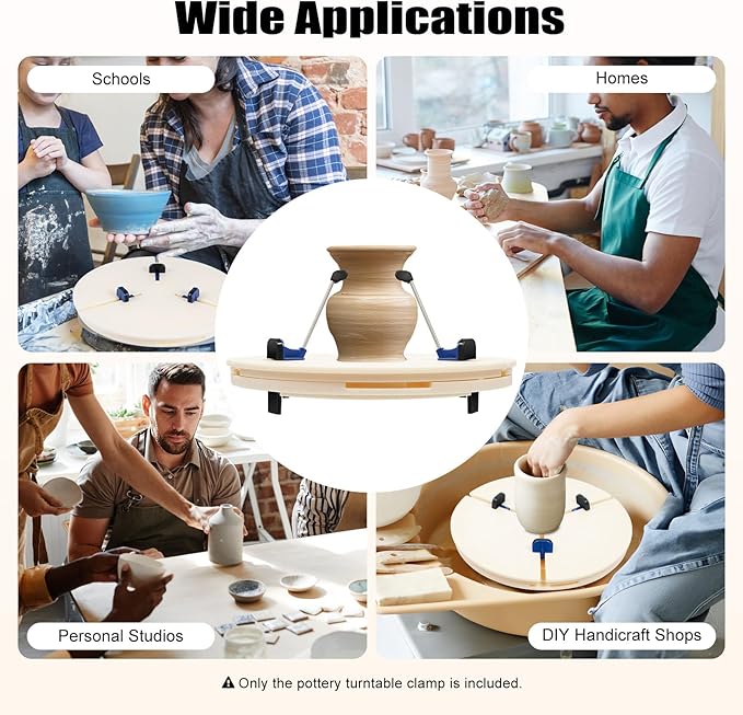 Pottery Trimming Tools, Pottery Machine Turntable Clamp, Pottery Repairing Clip- Ceramic Trimming Holder With Adjustable Clamps | For Beginners & Professionals, Pottery Studio Diy Crafts