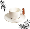 PRINCE G Japanese Style Ceramic Mug ml with Matching Saucer – Handmade Espresso, Coffee, Tea & Matcha Cup, Ideal Gift Set with Handgrip (WHITE)