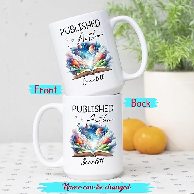 Personalized Published Author White Coffee Mug 11 Oz 15 Oz, Published Author Coffee Cup, Customized Name Author Ceramic Mug, Unique Writer Teacup, Write Lover Cup Gifts for New Writer Novelist Author