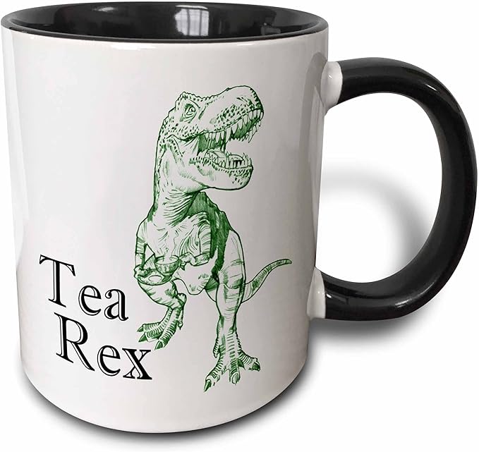 3dRose Tea Rex. 11oz Two-Tone Black Mug