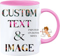 Custom Coffee Mug with Photo, Text, or Logo | Personalized Ceramic Mug 11oz | Customizable Gift for Men, Women | Unique Gift for Birthdays, Holidays, Christmas | White - Pink