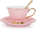 VanEnjoy Pink Vintage 8 Ounces Porcelain Coffee Cup,Tea Cup and Saucer Set and Saucer with Decorative Scale Pattern, Vintage
